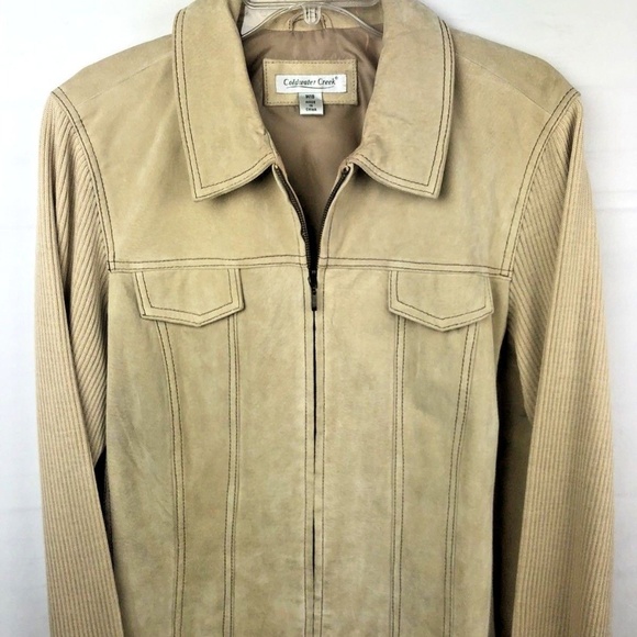 Coldwater Creek Jackets & Blazers - Coldwater Creek beige leather/wool sweater jacket